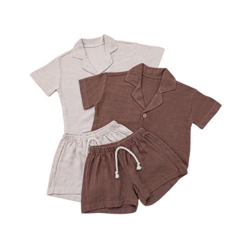 Set of 2 Cotton Linen T-Shirt and Shorts for Baby