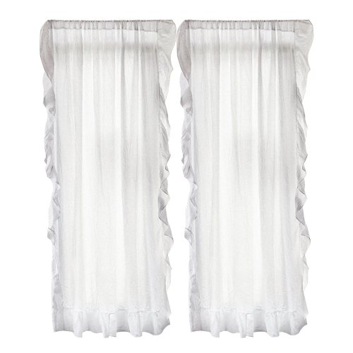 Pure Cotton Curtains with Ruffles