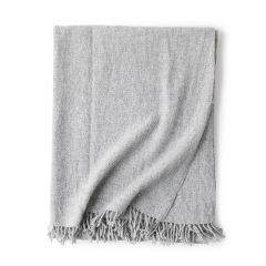 Twill Wool Shawl with Silver Threads