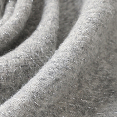 Twill Wool Shawl with Silver Threads