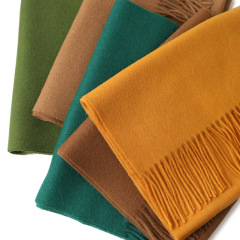 Solid Color Wool Scarf with Tassels