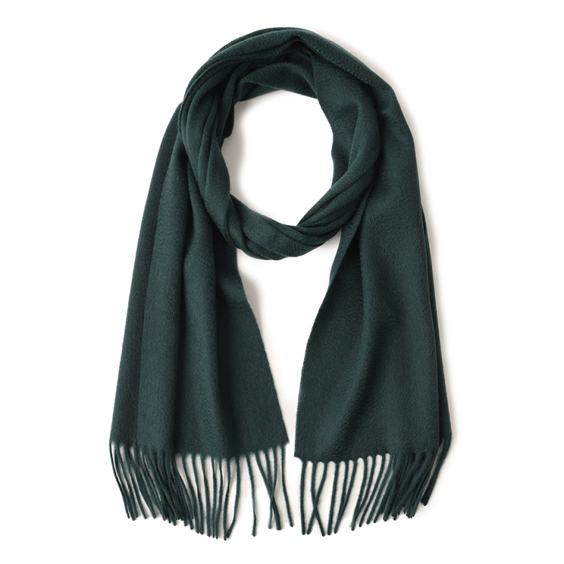 Solid Color Cashmere Scarf with Tassels