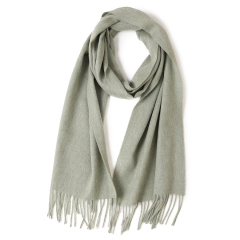 Solid Color Wool Scarf with Tassels
