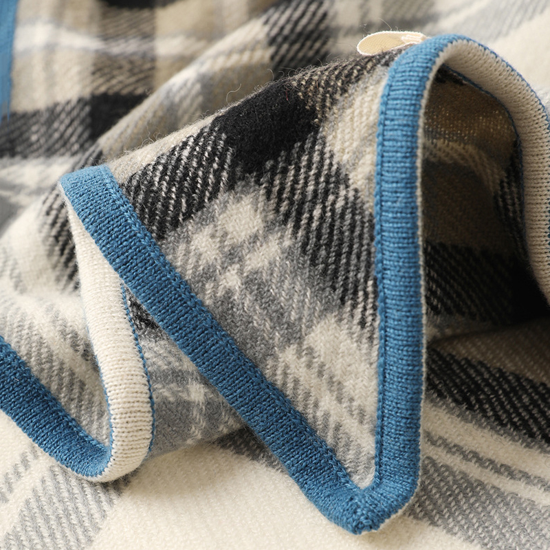 Evergreen Plaid Pure Cashmere Triangle Scarf