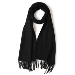 Solid Color Wool Scarf with Tassels