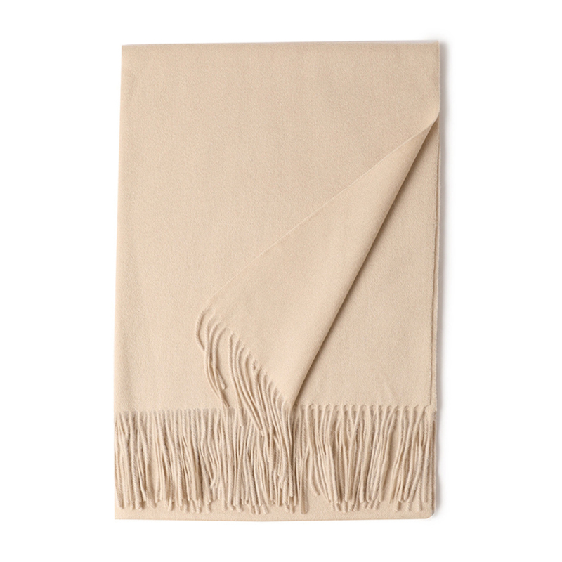 Solid Color Wool Shawl with Tassels