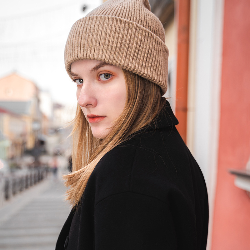 Classic Rib Knit Wool Beanie