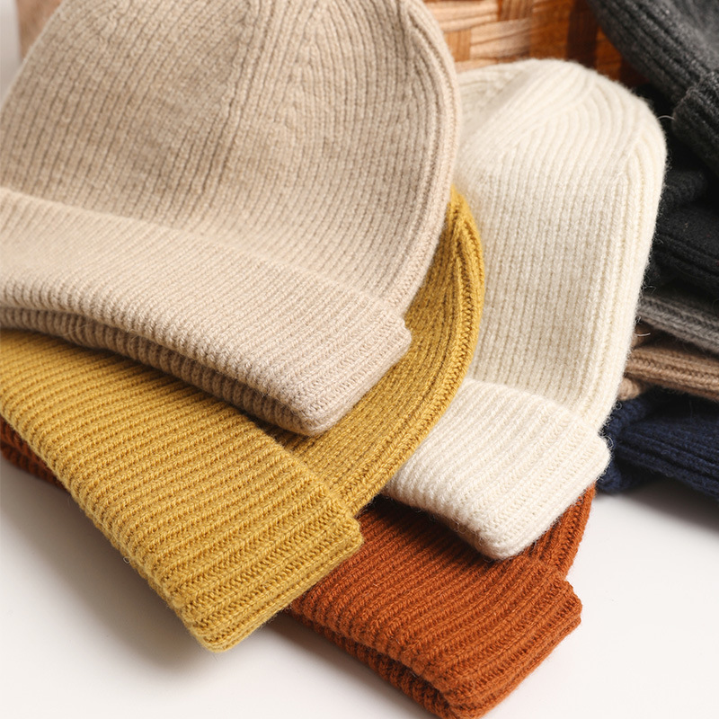 Classic Rib Knit Wool Beanie