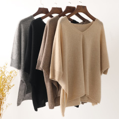 V-Neck Oversized Half Sleeve Cashmere Sweater