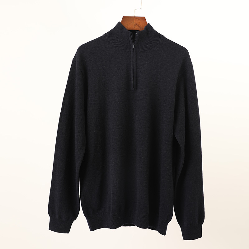 Turtleneck Cashmere Sweater with Zipper for Men