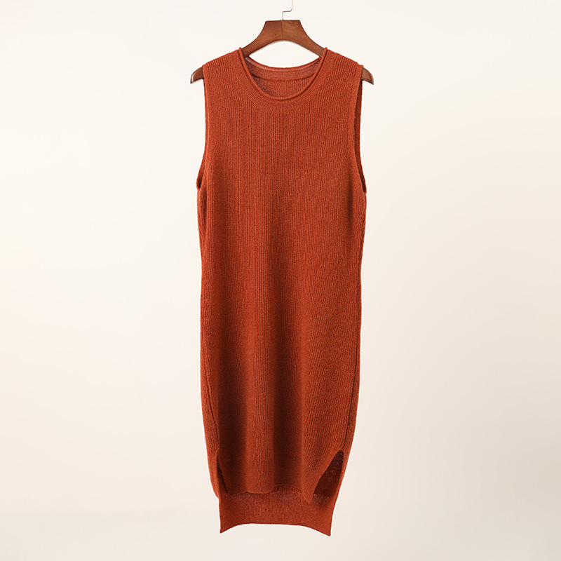 Sleeveless Wool Hip Wrap Dress