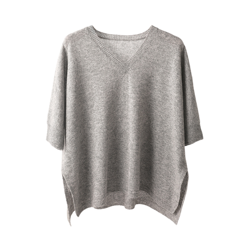 V-Neck Oversized Half Sleeve Cashmere Sweater