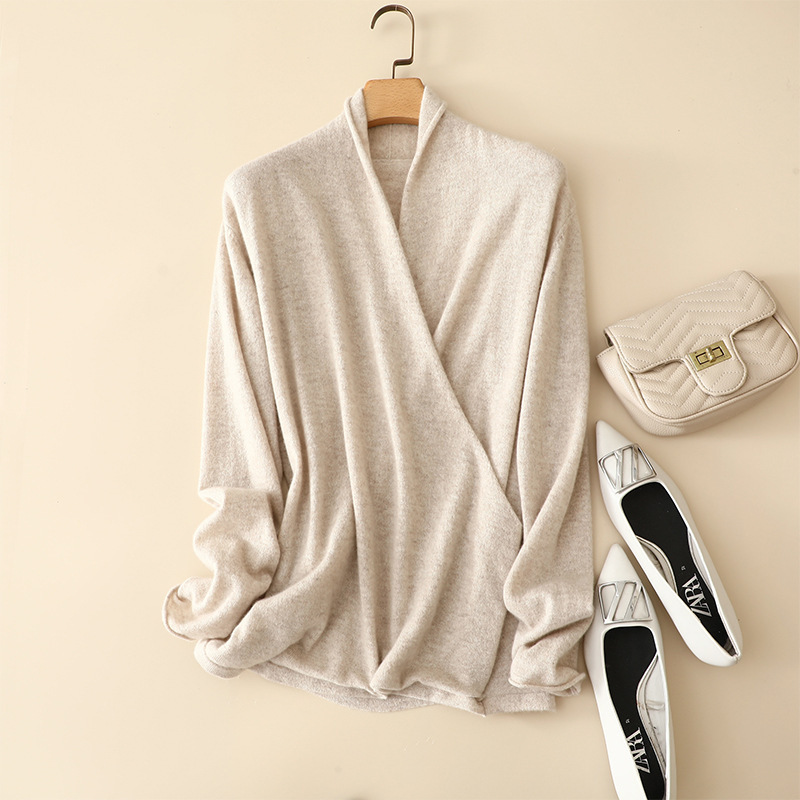 Cross Neck Cashmere Blouse