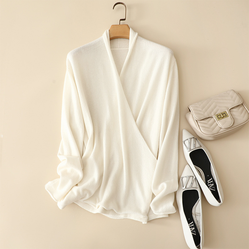 Cross Neck Cashmere Blouse