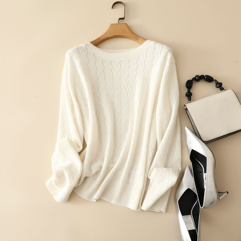 Round Neck Hollow Out Cashmere Sweater