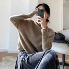 Turtleneck Brioche Stitch Cashmere Sweater