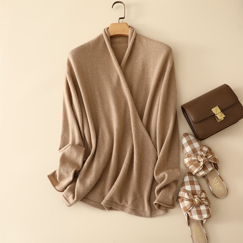 Cross Neck Cashmere Blouse