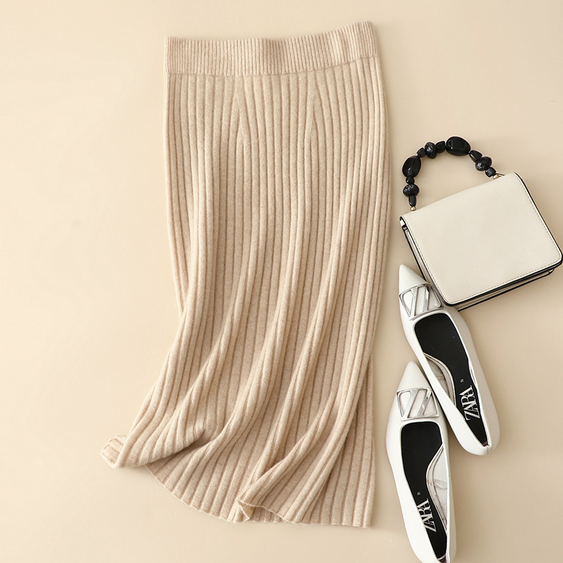 Rib Knit Cashmere Hip Skirt