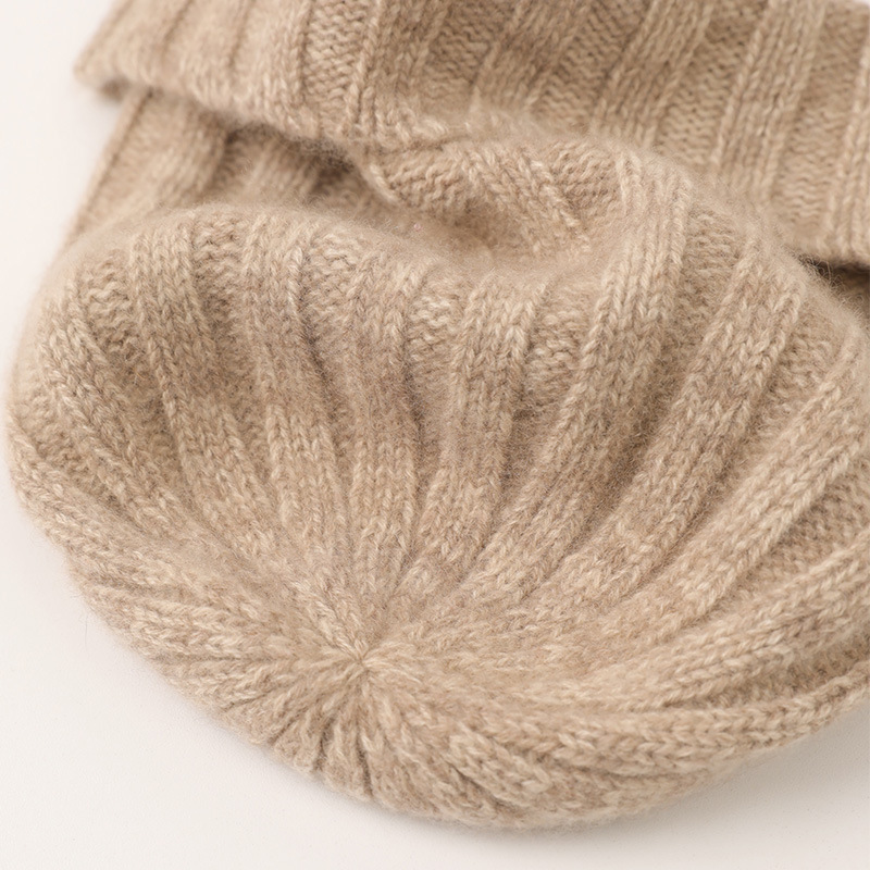 Rib Knit Cashmere Cuff Beanie