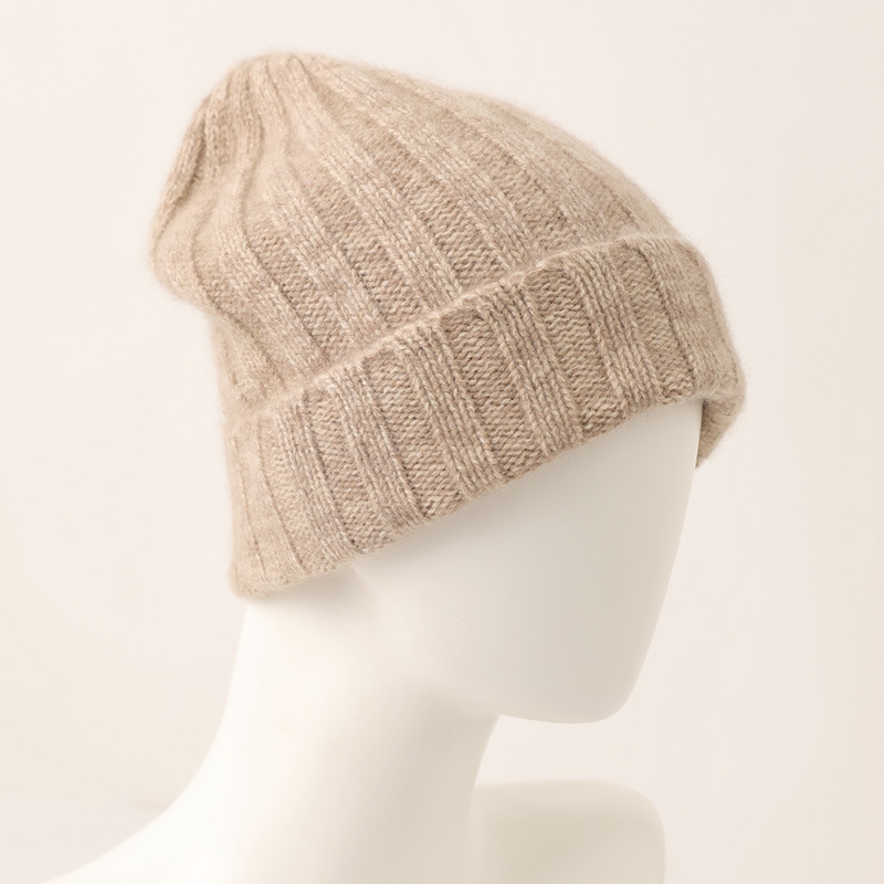 Rib Knit Cashmere Cuff Beanie