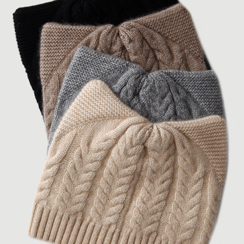 Cat Ear Cable Knit Cashmere Beanie