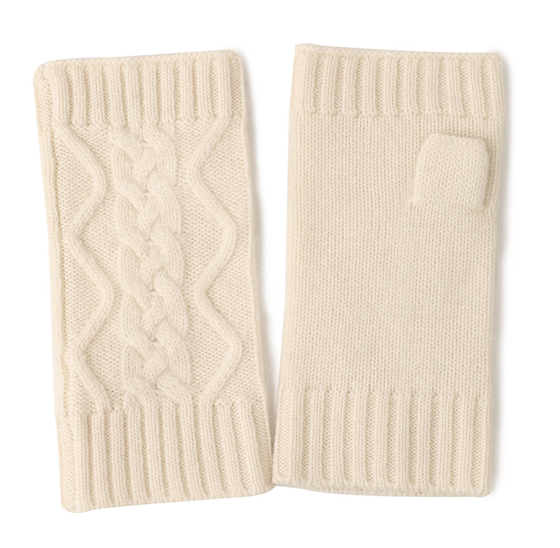 Retro Fingerless Cable Knit Cashmere Gloves