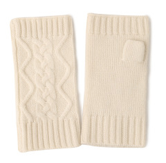 Retro Fingerless Cable Knit Cashmere Gloves