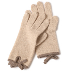 Two-Tone Cashmere Gloves with Ties