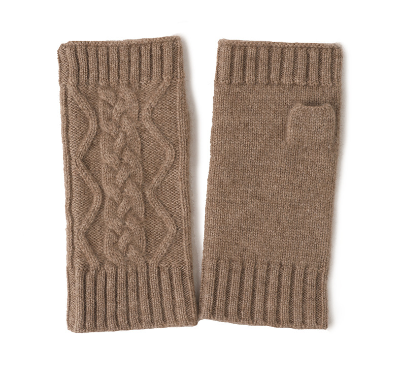 Retro Fingerless Cable Knit Cashmere Gloves