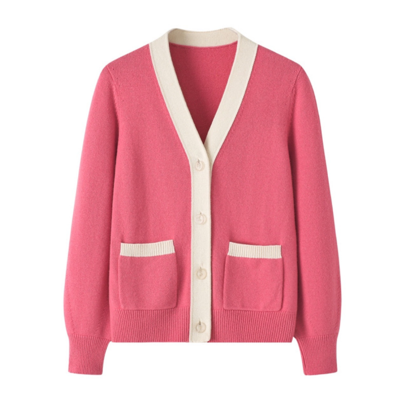Thickened V-neck Knitted Cashmere Cardigan