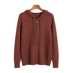 100% Cashmere Women Hooded Cardigan Coat