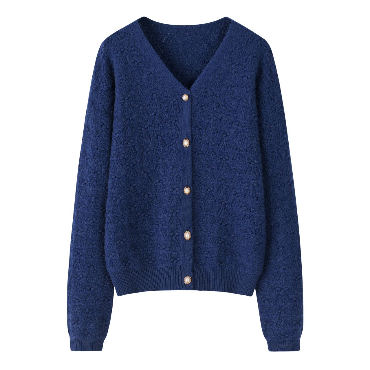 Women's V-neck Hollowed Out Cashmere Cardigan