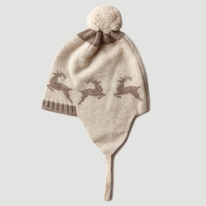 Little Deer Double sided Jacquard Children's Cashmere Hat