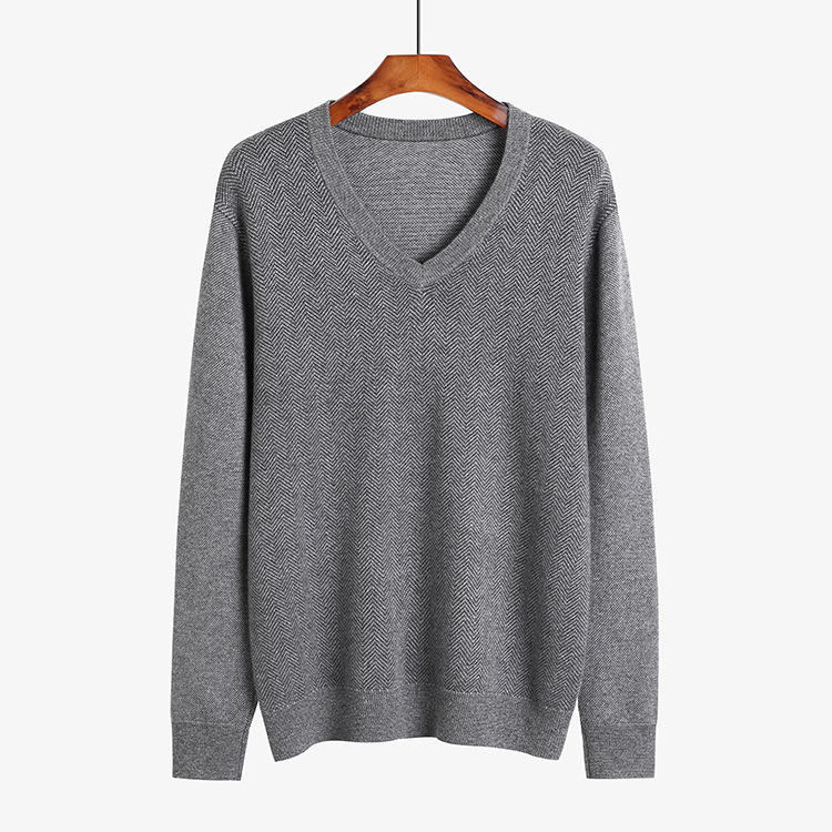V-neck Thickened Men's Cashmere Sweater