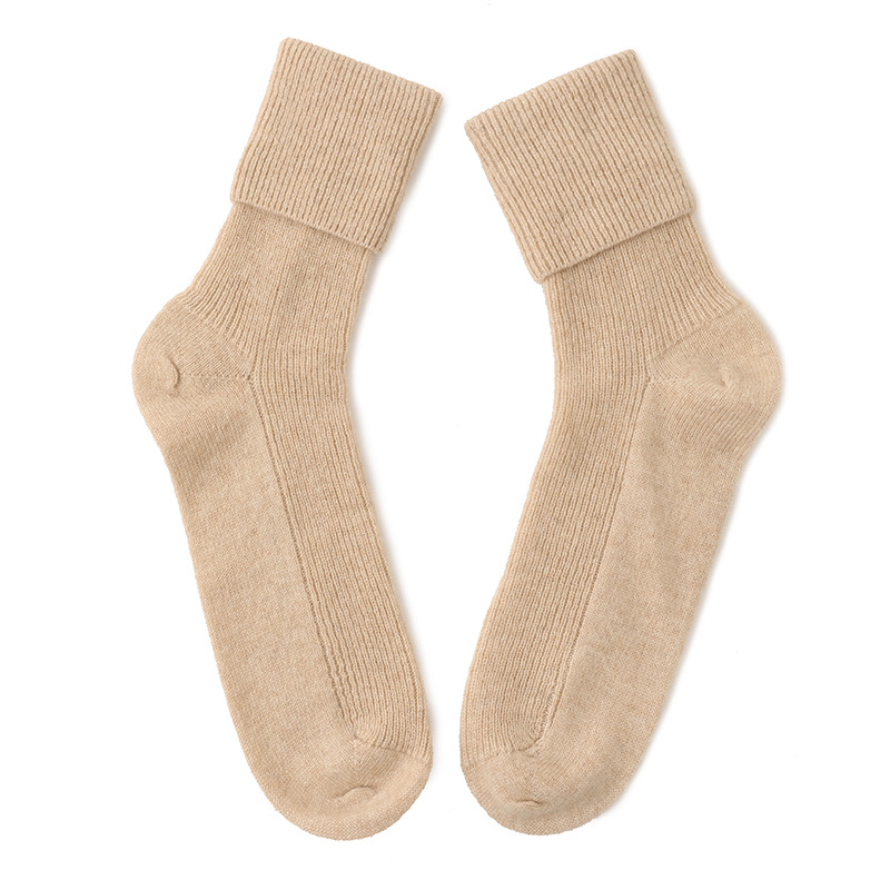 Long Flanged Solid Color Cashmere Socks