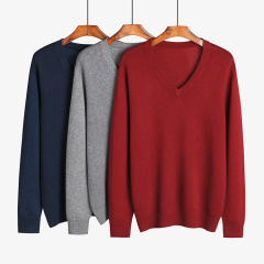 V-neck Thickened Men's Cashmere Sweater