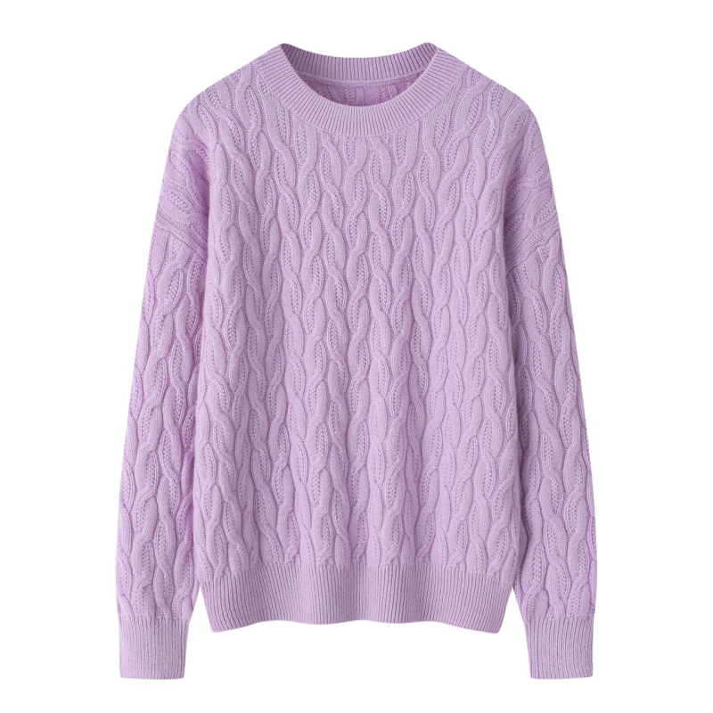 Round Neck Twisted Knitted Cashmere Sweater