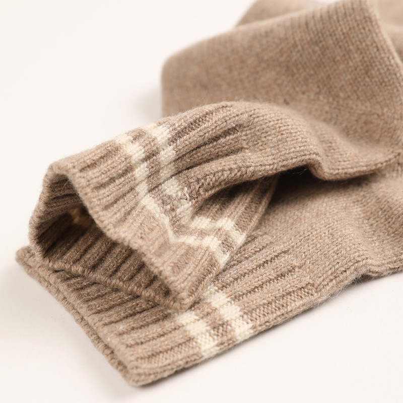 Striped Spring Autumn Knitted Cashmere Socks