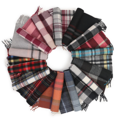 Men's Double-Sided Plaid Cashmere Scarf with Tassels