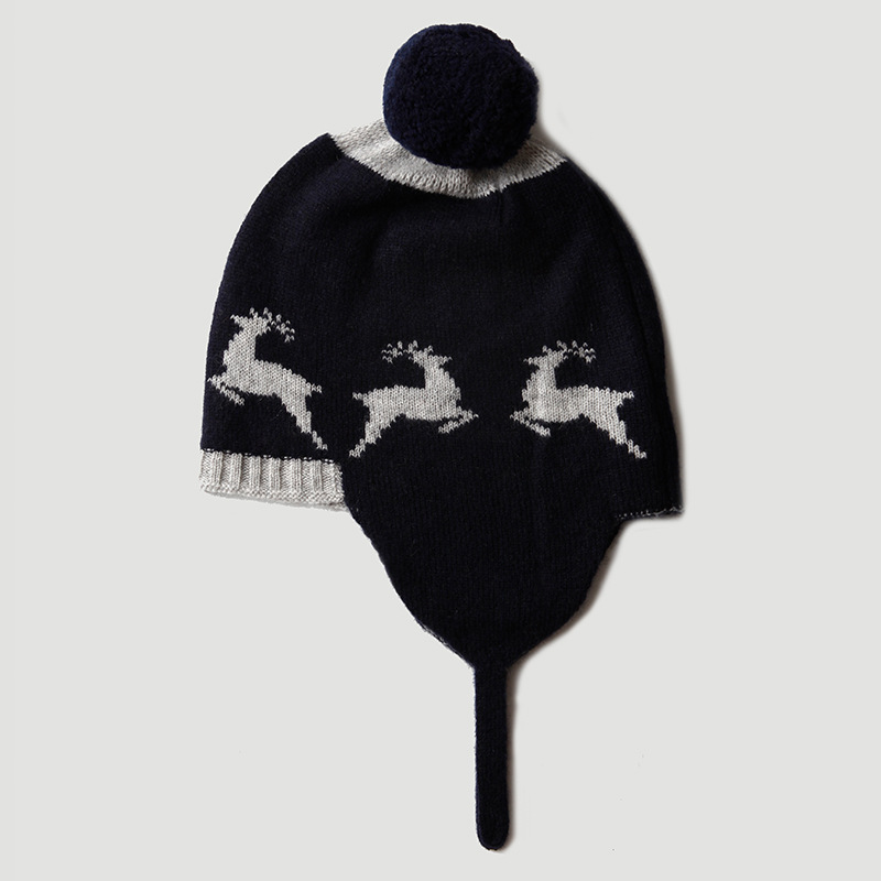 Little Deer Double sided Jacquard Children's Cashmere Hat