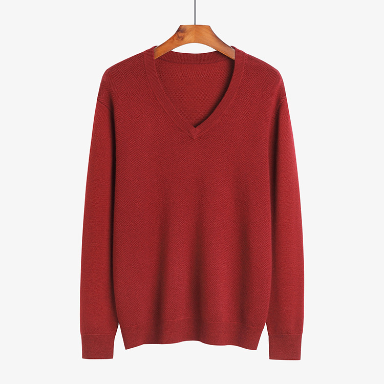 V-neck Thickened Men's Cashmere Sweater
