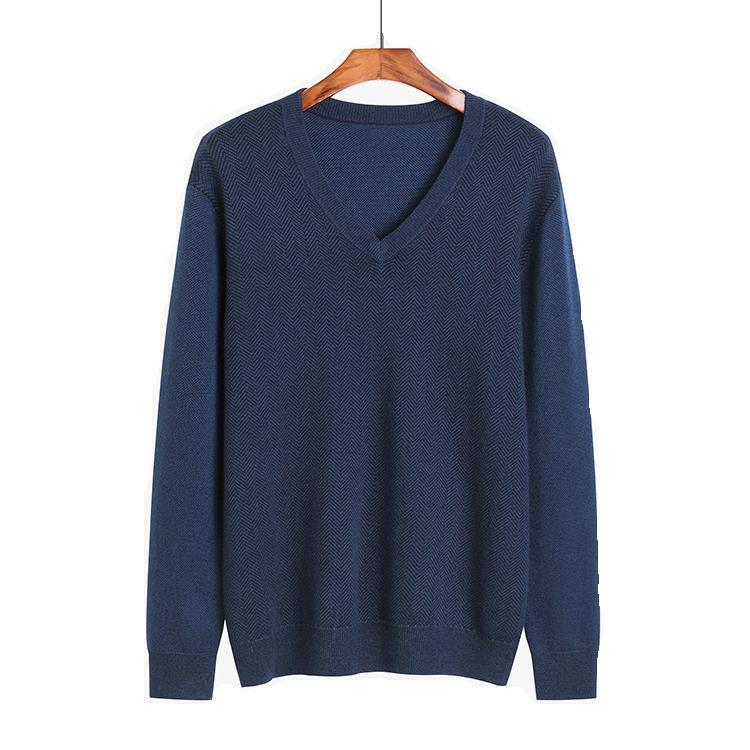 V-neck Thickened Men's Cashmere Sweater