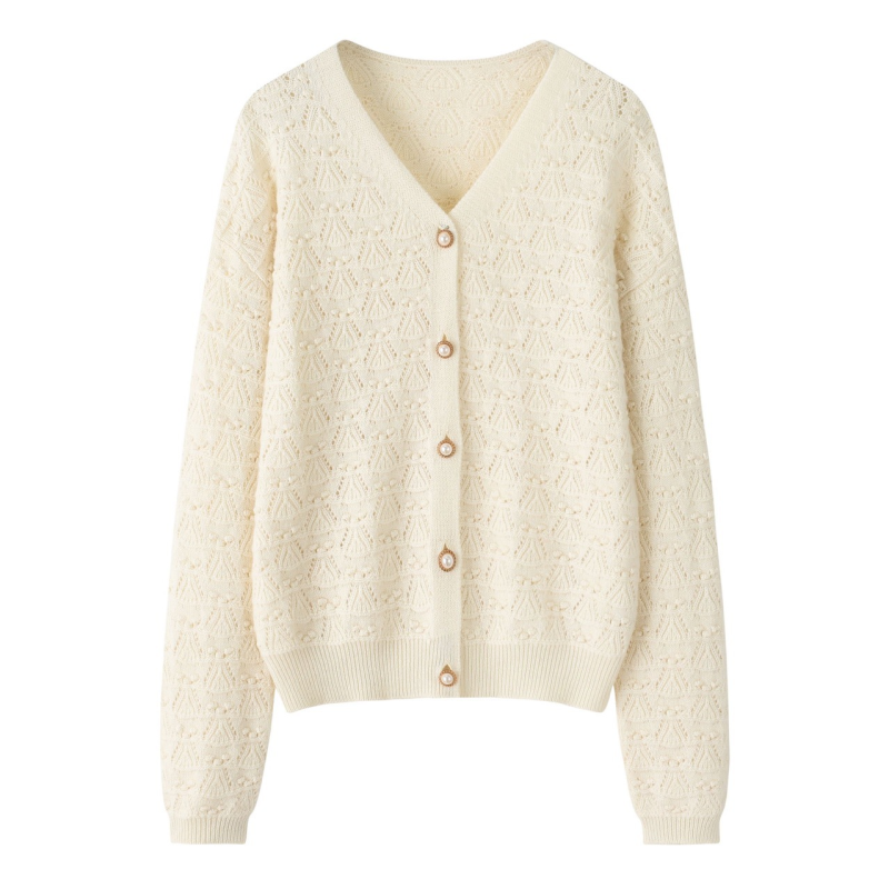 Women's V-neck Hollowed Out Cashmere Cardigan