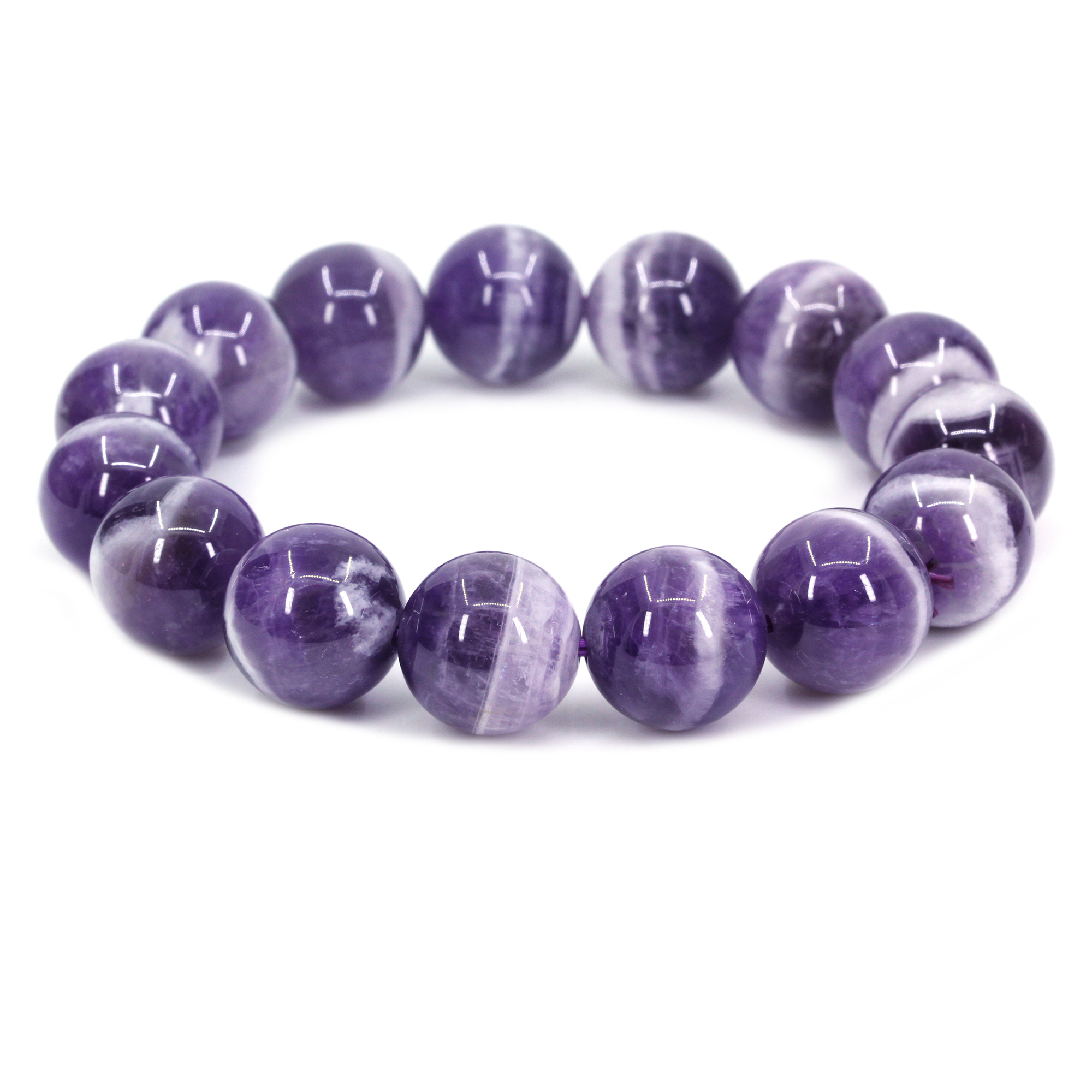 Keleny Natural Purple African Striped Amethyst Crystal Gemstone 14mm ...