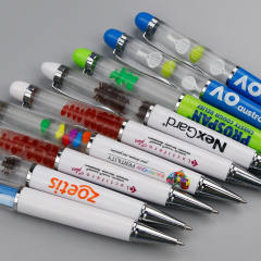 Plastic Promotional wholesale souvenir gift Floating Ball Pen with 3D Floaters
