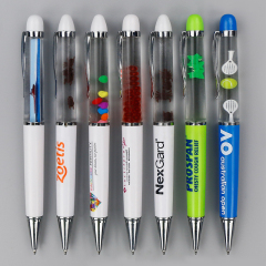 Plastic Promotional wholesale souvenir gift Floating Ball Pen with 3D Floaters