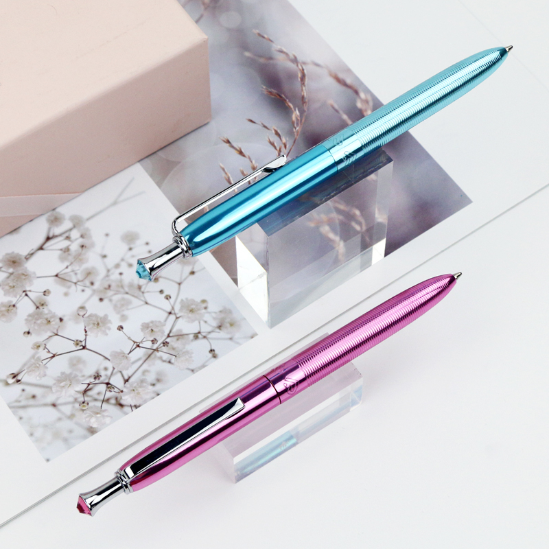 Luxury writing ball deep pen business gift promotional crystal ballpoint pen diamond metal pen