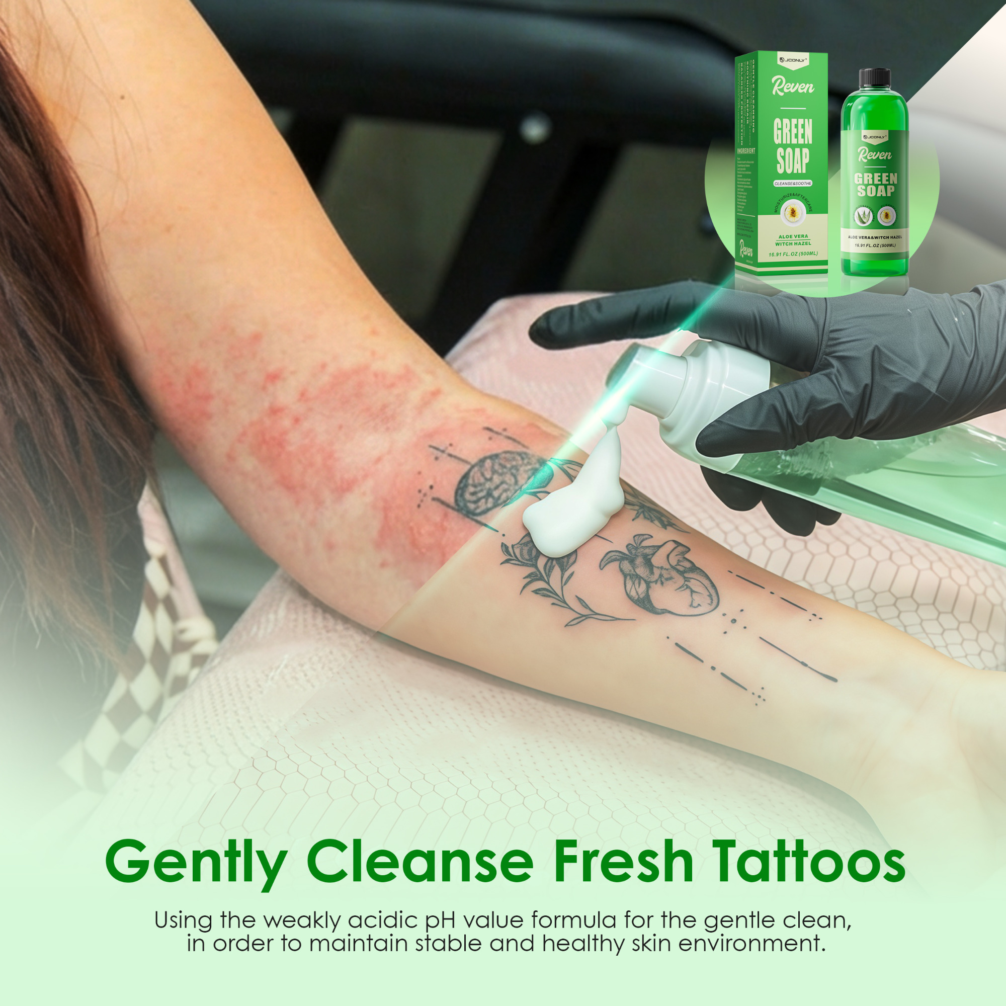 JCONLY REVEN Tattoo Green Soap (500ml)