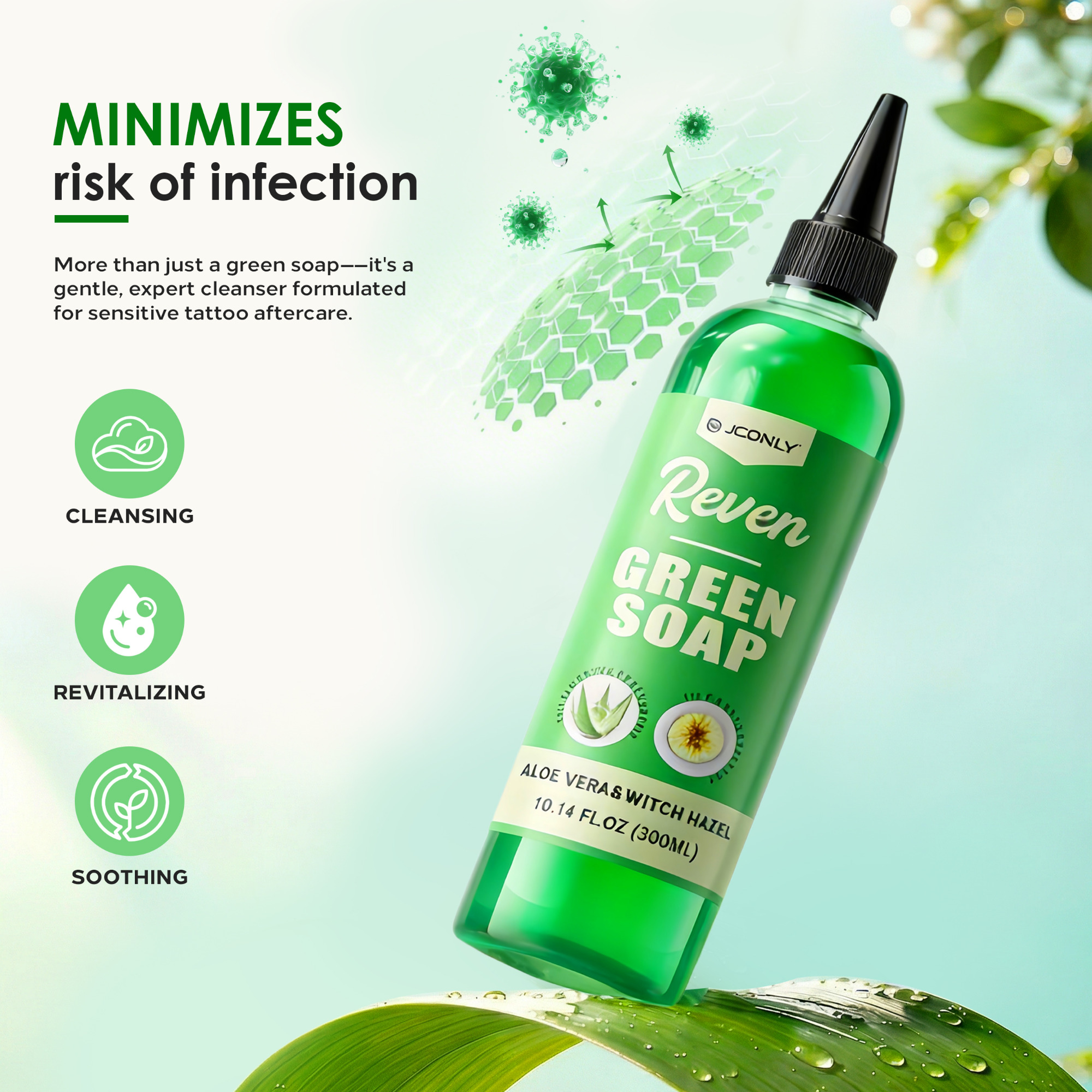 JCONLY REVEN Tattoo Green Soap (300ml)
