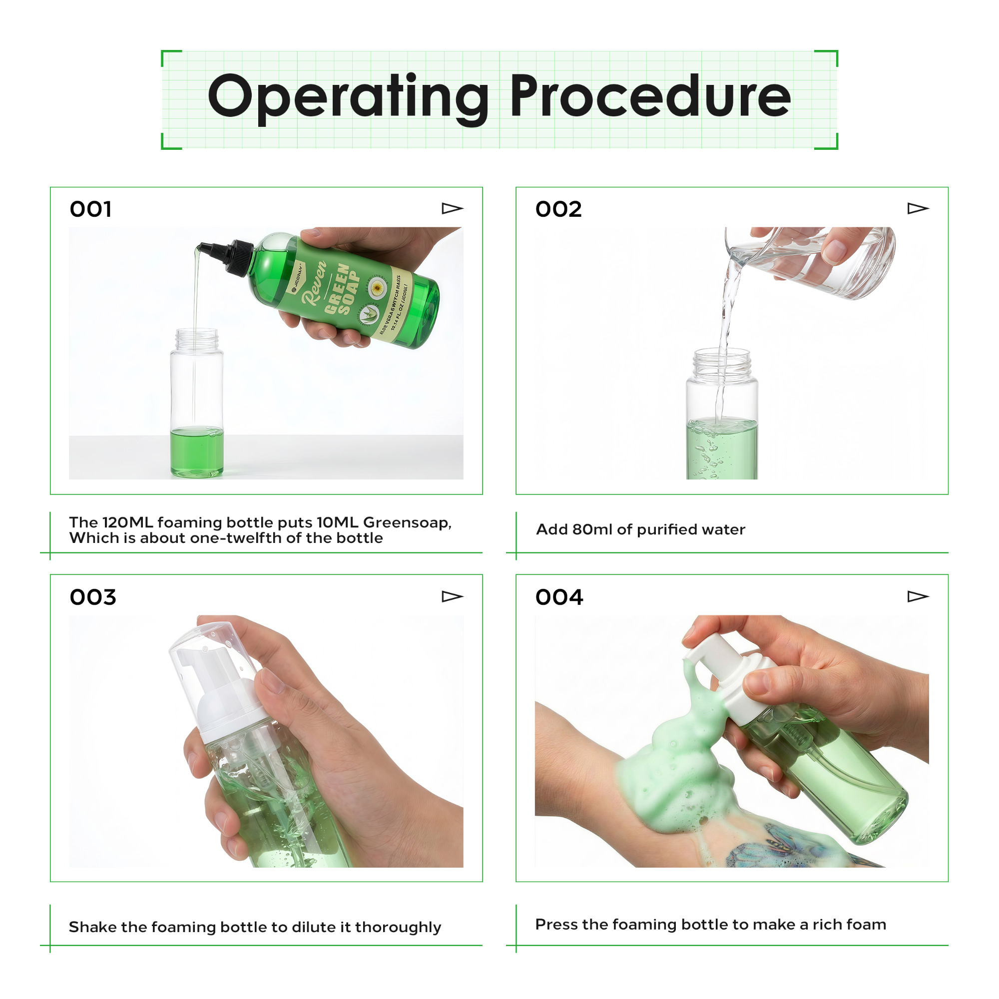 JCONLY REVEN Tattoo Green Soap (300ml)